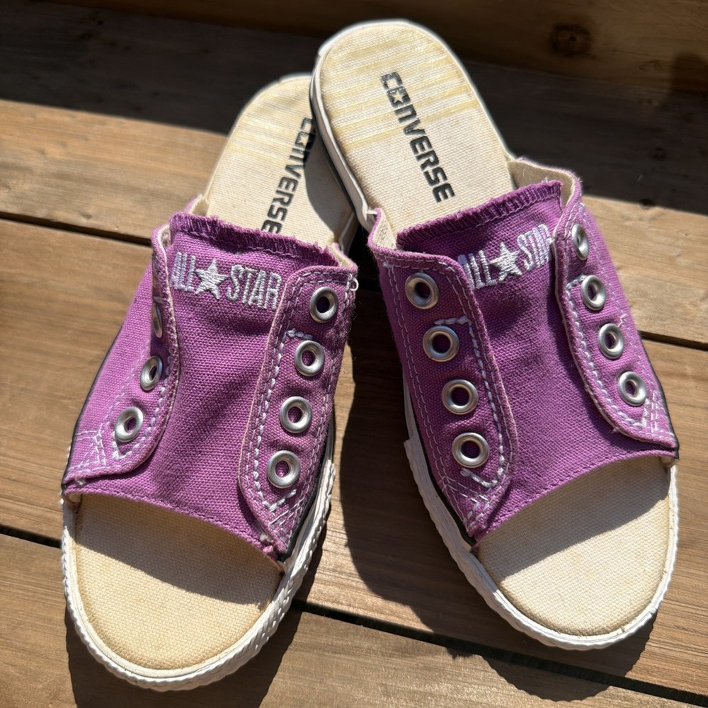 Vintage Converse All Star Slides Slip-Ons Sandals Flats Womens 5 M 3 Purple EUC!